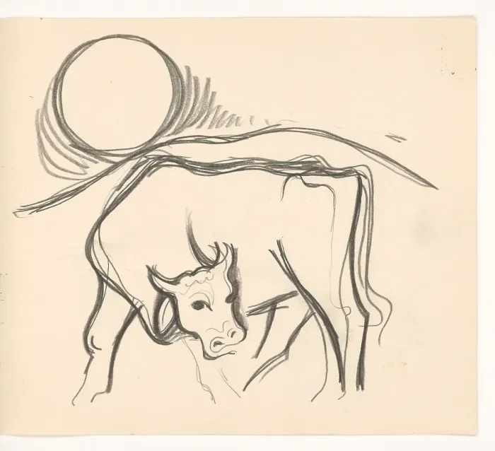 Framed Print : Cow in the countryside, 1937. Creator: Mikulas Galanda Framed Print : Cow in the countryside, 1937. Creator: Mikulas Galanda