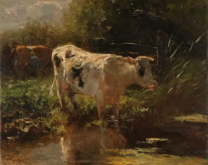 Framed Print : Cow beside a Ditch, c.1885-c.1895. Creator: Willem Maris Framed Print : Cow beside a Ditch, c.1885-c.1895. Creator: Willem Maris