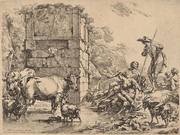 Cow Drinking, 1680. Creator: Nicolaes Berchem