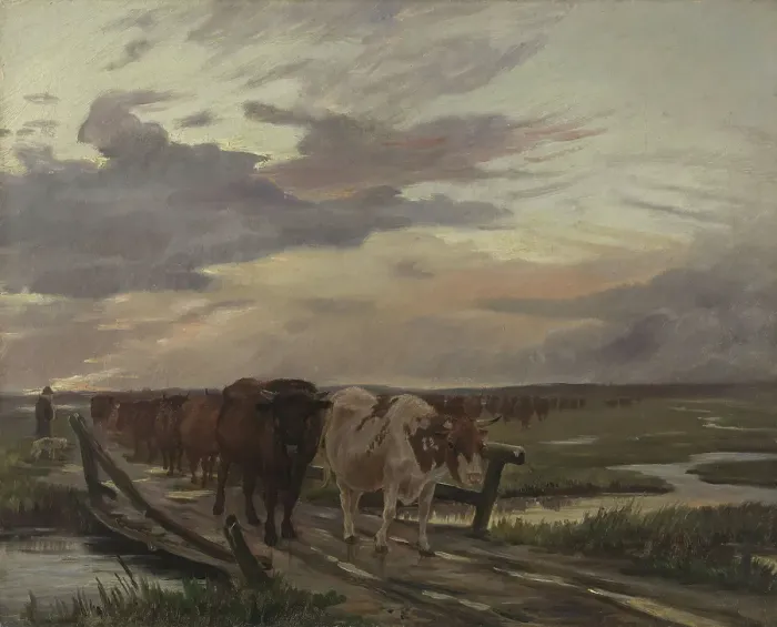 Framed Print : A Cow-drove, c1870. Creator: Theodor Esbern Philipsen Framed Print : A Cow-drove, c1870. Creator: Theodor Esbern Philipsen
