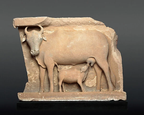 Cow Suckling a Calf, About 9th century. Creator: Unknown
