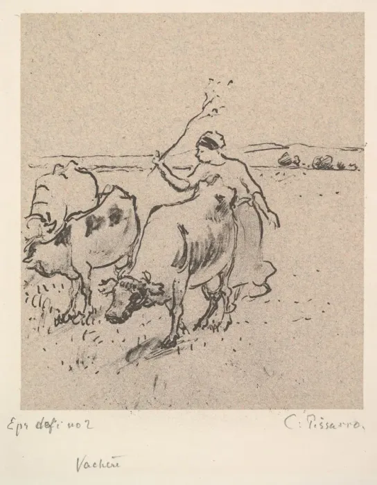 Framed Print : Cowherd, ca. 1899. Creator: Camille Pissarro Framed Print : Cowherd, ca. 1899. Creator: Camille Pissarro