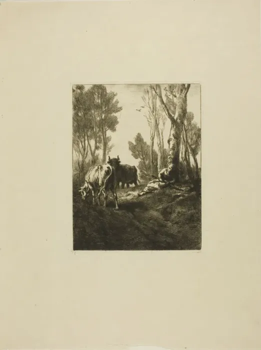 Framed Print : Cowherd, n. d. Creator: Charles Emile Jacque Framed Print : Cowherd, n. d. Creator: Charles Emile Jacque