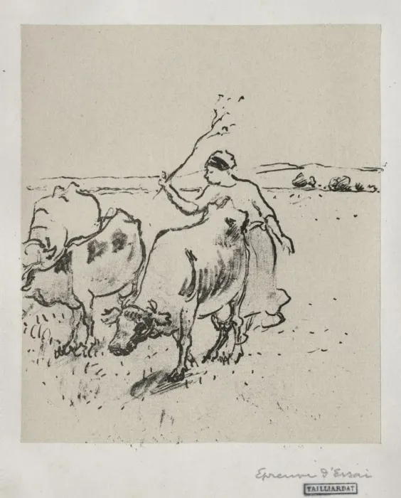 Framed Print : Cowherder, c. 1899. Creator: Camille Pissarro (French, 1830-1903) Framed Print : Cowherder, c. 1899. Creator: Camille Pissarro (French, 1830-1903)