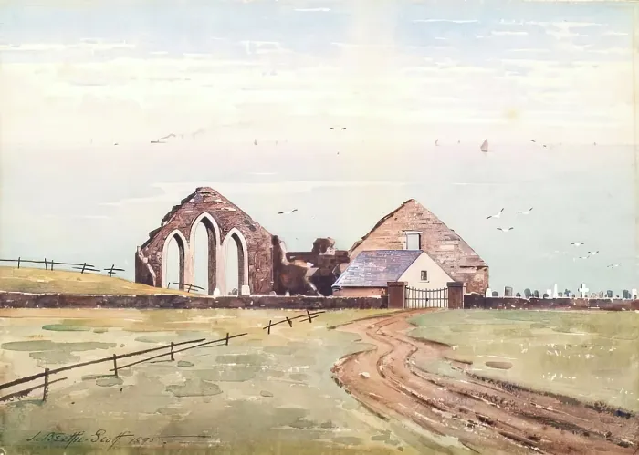 Framed Print : Cowie Church, Stonehaven, 1895. Creator: John Beattie Scott Framed Print : Cowie Church, Stonehaven, 1895. Creator: John Beattie Scott