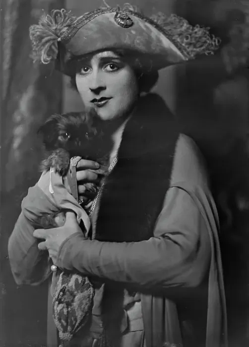 Framed Print : Cowl, Jane, Miss, with dog, portrait photograph, 1918 Oct. 14. Creator: Arnold Genthe Framed Print : Cowl, Jane, Miss, with dog, portrait photograph, 1918 Oct. 14. Creator: Arnold Genthe