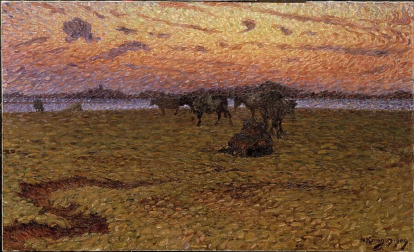 Cows on the Beach, 1909. Creator: Nils Kreuger