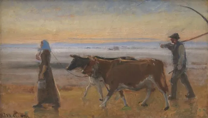 Framed Print : Cows Being Driven across the Moor, 1902. Creator: Michael Peter Ancher Framed Print : Cows Being Driven across the Moor, 1902. Creator: Michael Peter Ancher