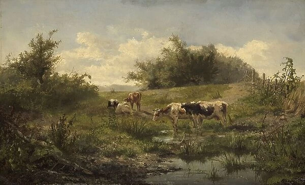 Cows at a Pond, 1856-1858. Creator: Gerard Bilders