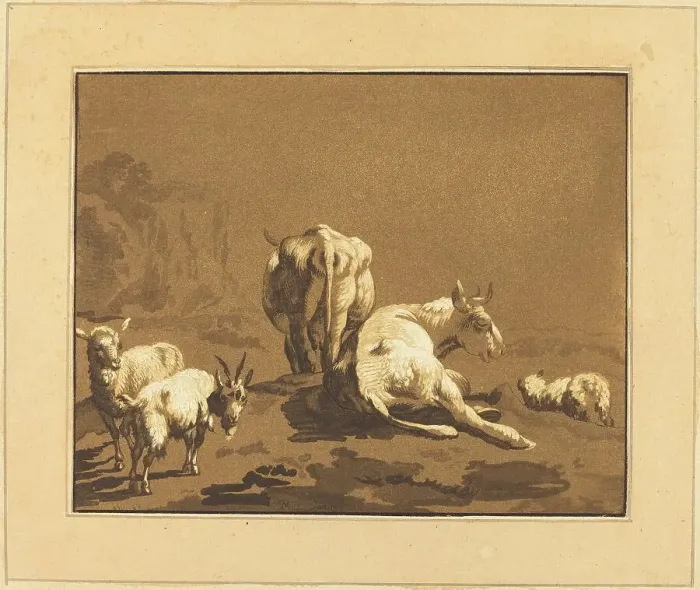 Framed Print : Cows, published 1782. Creator: Johann Gottlieb Prestel Framed Print : Cows, published 1782. Creator: Johann Gottlieb Prestel