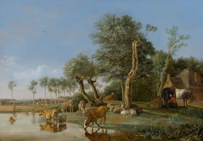 Framed Print : Cows Reflected in the Water, 1648. Creator: Paulus Potter Framed Print : Cows Reflected in the Water, 1648. Creator: Paulus Potter