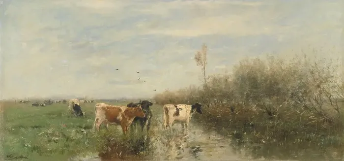 Framed Print : Cows in a Soggy Meadow, 1860-1900. Creator: Willem Maris Framed Print : Cows in a Soggy Meadow, 1860-1900. Creator: Willem Maris