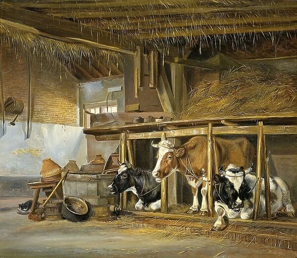 Cows in a Stable, 1820. Creator: Jan van Ravenswaay