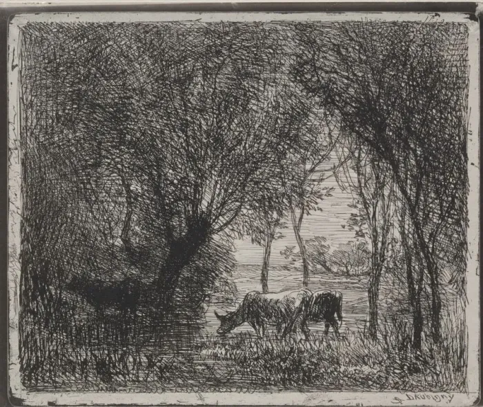 Framed Print : Cows in the Woods, original impression 1862, printed in 1921 Framed Print : Cows in the Woods, original impression 1862, printed in 1921
