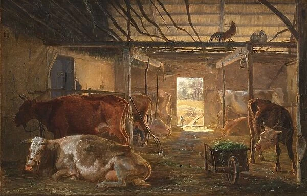 A Cowshed on a Farm at Vejby, Zealand, 1844. Creator: Johan Thomas Lundbye