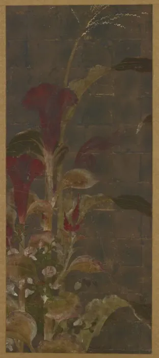Framed Print : Coxcombs, maize and morning-glories, Momoyama period, 1568-1615. Creator: Unknown Framed Print : Coxcombs, maize and morning-glories, Momoyama period, 1568-1615. Creator: Unknown