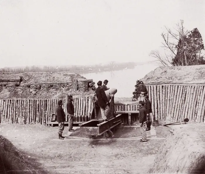 Framed Print : Coxs Landing, James River, 1864. Creator: Andrew Joseph Russell