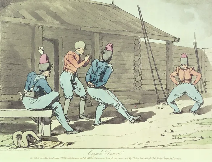 Framed Print : Cozack Dance, 1812. Creator: John Augustus Atkinson Framed Print : Cozack Dance, 1812. Creator: John Augustus Atkinson