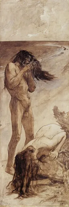 Framed Print : The crab eaters, sketch for the amphitheatre of palaeontology at the Museum of Natural... 1897. Creator: Fernand Cormon Framed Print : The crab eaters, sketch for the amphitheatre of palaeontology at the Museum of Natural... 1897. Creator: Fernand Cormon