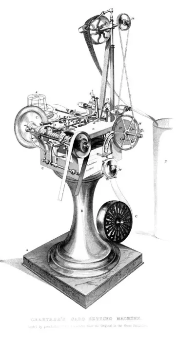 Framed Print : Crabtrees Card Setting Machine, 1866 Framed Print : Crabtrees Card Setting Machine, 1866