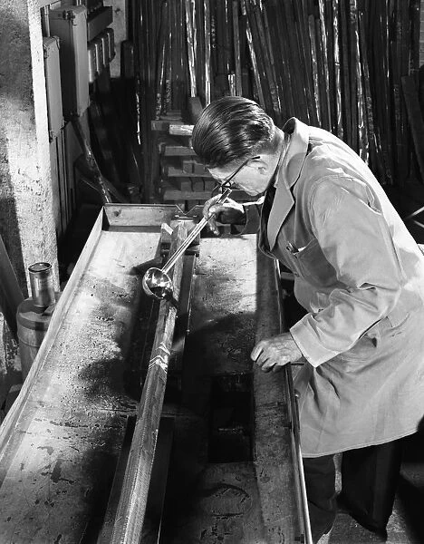 Crack detection on steel bars at J Beardshaw & Sons, Sheffield, South Yorkshire, 1963