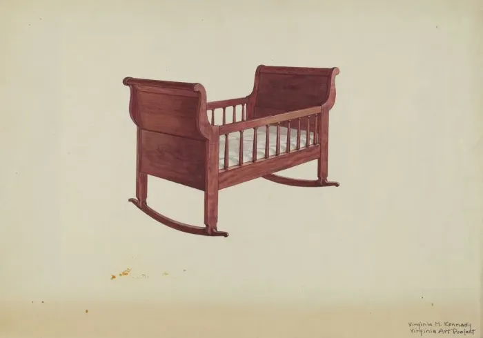 Framed Print : Cradle, c. 1939. Creator: Virginia Kennady Framed Print : Cradle, c. 1939. Creator: Virginia Kennady