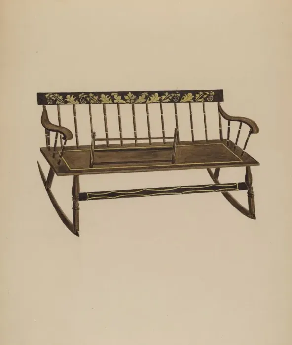 Framed Print : Cradle Settee, c. 1937. Creator: Frederick Jackson
