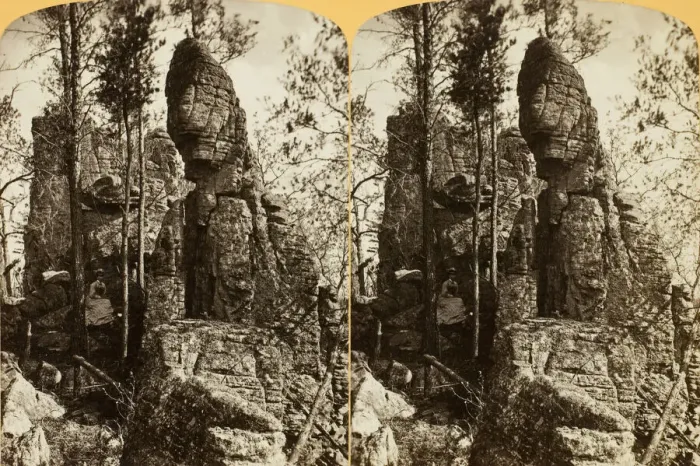 Framed Print : Among the Crags on Bluff beyond Head of the Dells, 1870 / 1908 Framed Print : Among the Crags on Bluff beyond Head of the Dells, 1870 / 1908