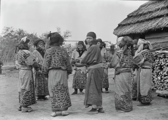 Framed Print : Crane dance of the Ainu women, 1908. Creator: Arnold Genthe Framed Print : Crane dance of the Ainu women, 1908. Creator: Arnold Genthe