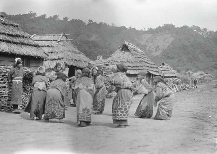 Framed Print : Crane dance of the Ainu women, 1908. Creator: Arnold Genthe Framed Print : Crane dance of the Ainu women, 1908. Creator: Arnold Genthe