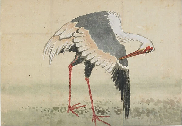Crane, Edo period, late 18th-early 19th century. Creator: Hokusai