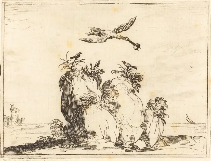 Framed Print : Crane Flying, 1628. Creator: Jacques Callot Framed Print : Crane Flying, 1628. Creator: Jacques Callot