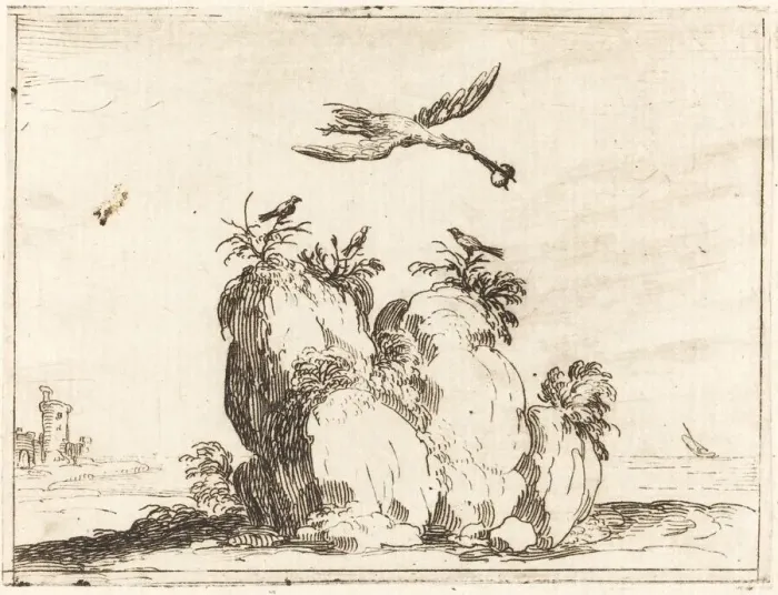 Framed Print : Crane Flying, 1628. Creator: Jacques Callot Framed Print : Crane Flying, 1628. Creator: Jacques Callot