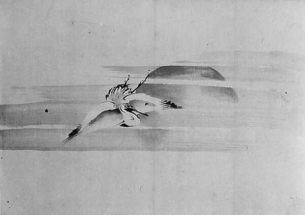 Crane and Sun, 19th century. Creator: Hokusai School
