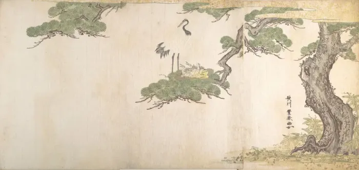 Framed Print : Crane and Their Young in Their Nest in the Branches of a Pine-tree, ca. 1790 Framed Print : Crane and Their Young in Their Nest in the Branches of a Pine-tree, ca. 1790