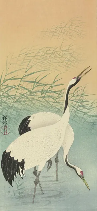 Framed Print : Two cranes, 1925-1936. Creator: Ohara, Koson (1877-1945) Framed Print : Two cranes, 1925-1936. Creator: Ohara, Koson (1877-1945)