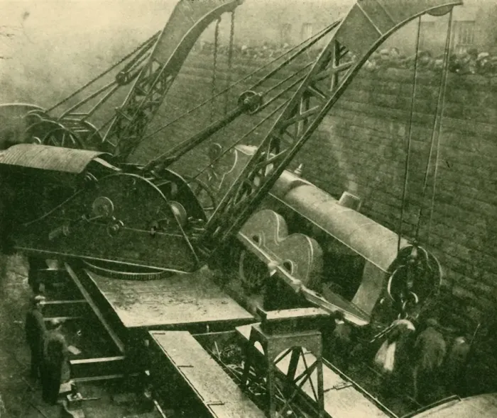 Framed Print : Cranes At Work After An Accident, 1930. Creator: Unknown Framed Print : Cranes At Work After An Accident, 1930. Creator: Unknown