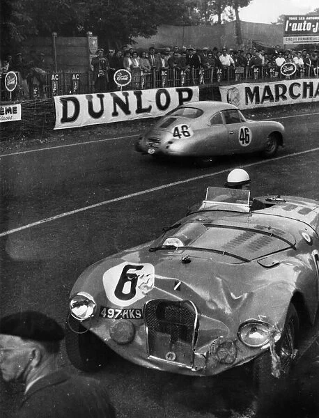 Crashed Talbot Lago of Andre Chambas, Le Mans 24 Hour Race, France, 1953