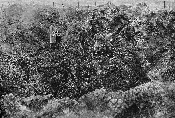 A crater caused by the explosion of a mine, Western Front, 1917