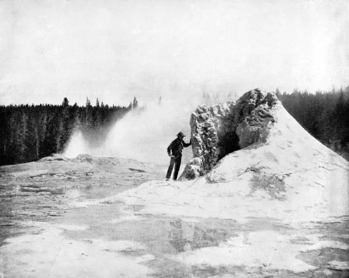 Framed Print : Crater of the Giant Geyser, Yellowstone National Park, USA, 1893. Artist: John L Stoddard Framed Print : Crater of the Giant Geyser, Yellowstone National Park, USA, 1893. Artist: John L Stoddard