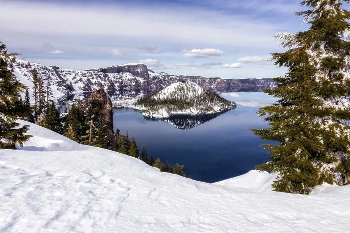 Framed Print : Crater Lake Winter. Creator: Joshua Johnston Framed Print : Crater Lake Winter. Creator: Joshua Johnston