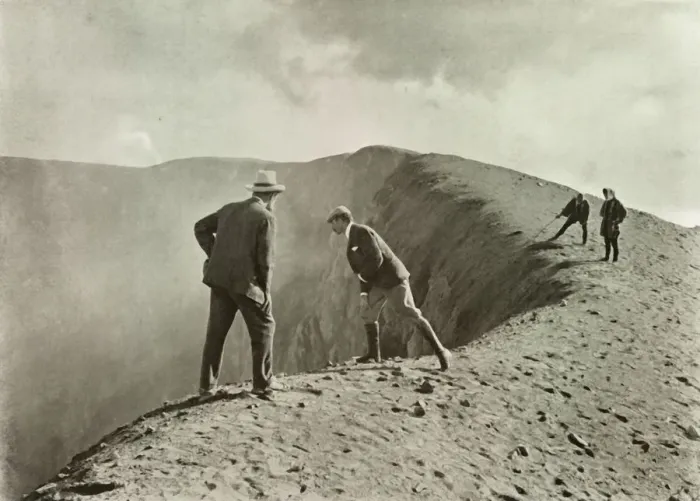 Framed Print : At the Craters Brink, Asama-Yama, 1910. Creator: Herbert Ponting Framed Print : At the Craters Brink, Asama-Yama, 1910. Creator: Herbert Ponting