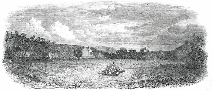 Framed Print : Crathie Kirk and Manse, 1850. Creator: Unknown Framed Print : Crathie Kirk and Manse, 1850. Creator: Unknown