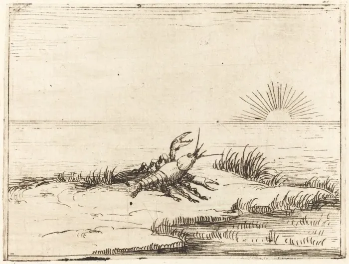 Framed Print : Crayfish Looking at the Sun, 1628. Creator: Jacques Callot Framed Print : Crayfish Looking at the Sun, 1628. Creator: Jacques Callot