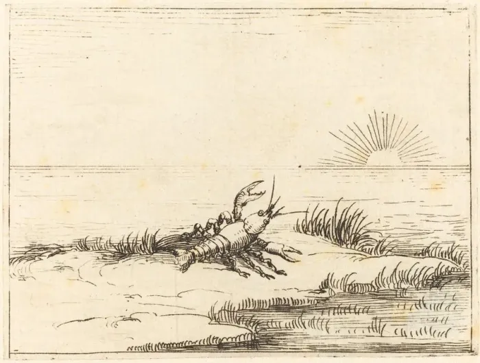 Framed Print : Crayfish Looking at the Sun, 1628. Creator: Jacques Callot Framed Print : Crayfish Looking at the Sun, 1628. Creator: Jacques Callot