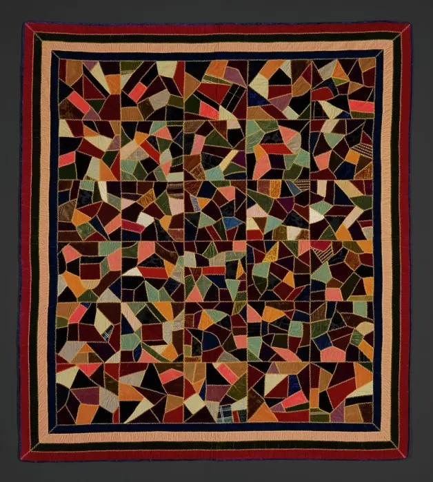 Framed Print : Crazy Quilt, about 1880. Creator: Martha A. Youmans Framed Print : Crazy Quilt, about 1880. Creator: Martha A. Youmans