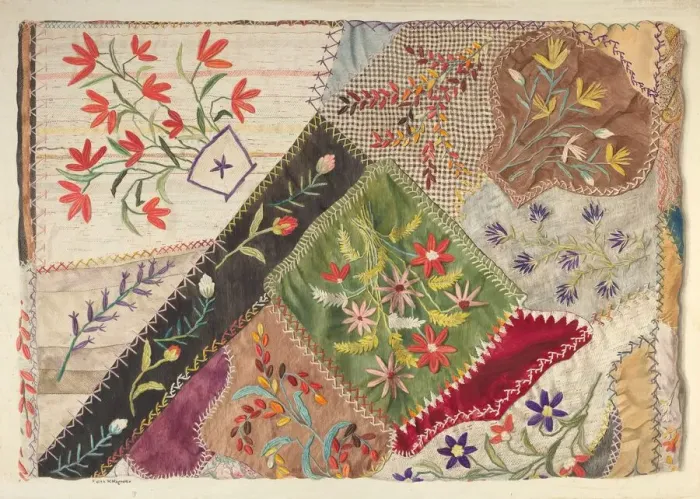 Framed Print : Crazy Quilt, 1935 / 1942. Creator: Edith Magnette Framed Print : Crazy Quilt, 1935 / 1942. Creator: Edith Magnette