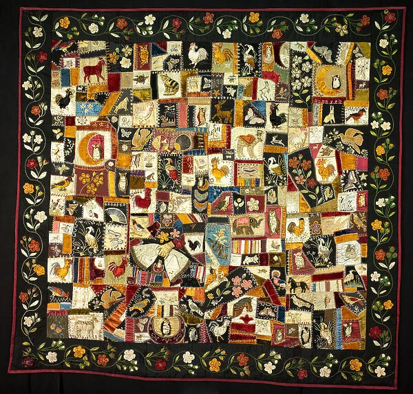 Crazy Quilt with Animals, New York, 1886. Creator: Florence Elizabeth Marvin