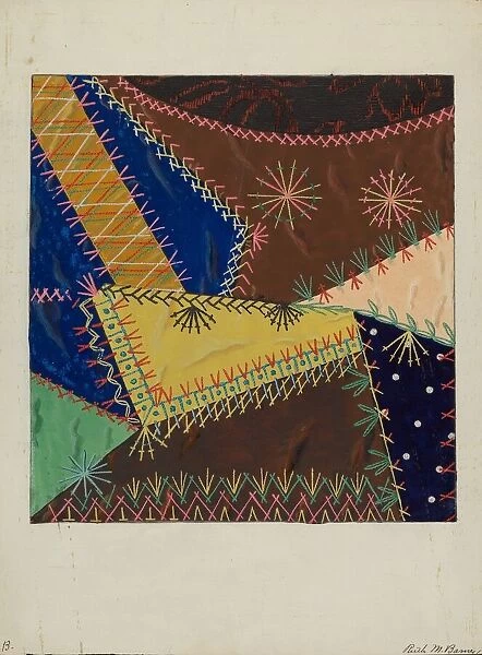 Crazy Quilt, c. 1940. Creator: Ruth M Barnes