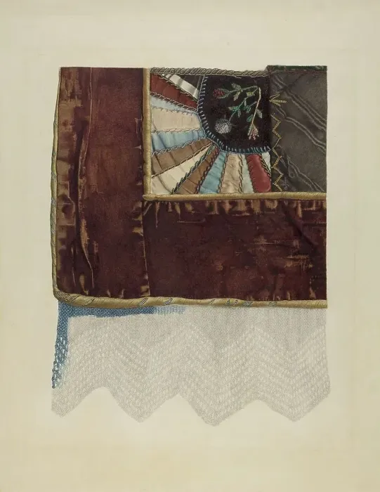Framed Print : Crazy Quilt: Detail, c. 1942. Creator: Esther Molina Framed Print : Crazy Quilt: Detail, c. 1942. Creator: Esther Molina
